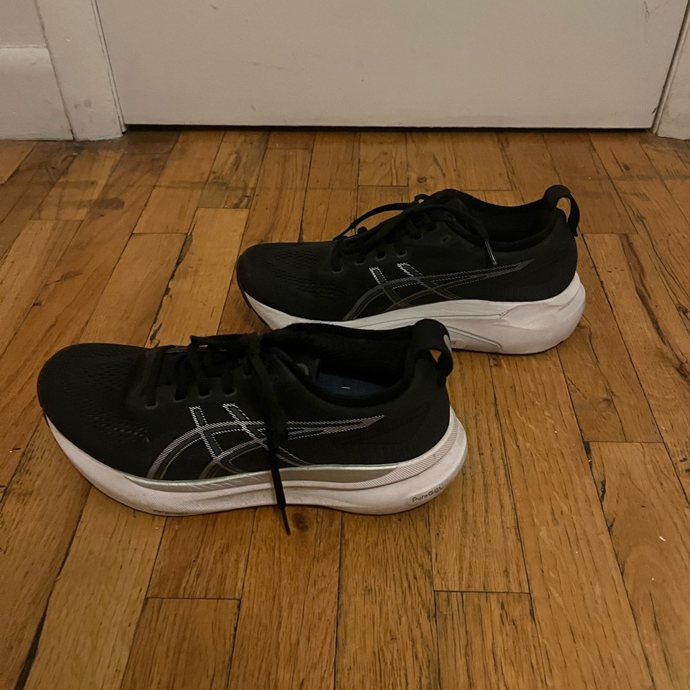 Asics Black and White Women's Athletic Running Shoes
